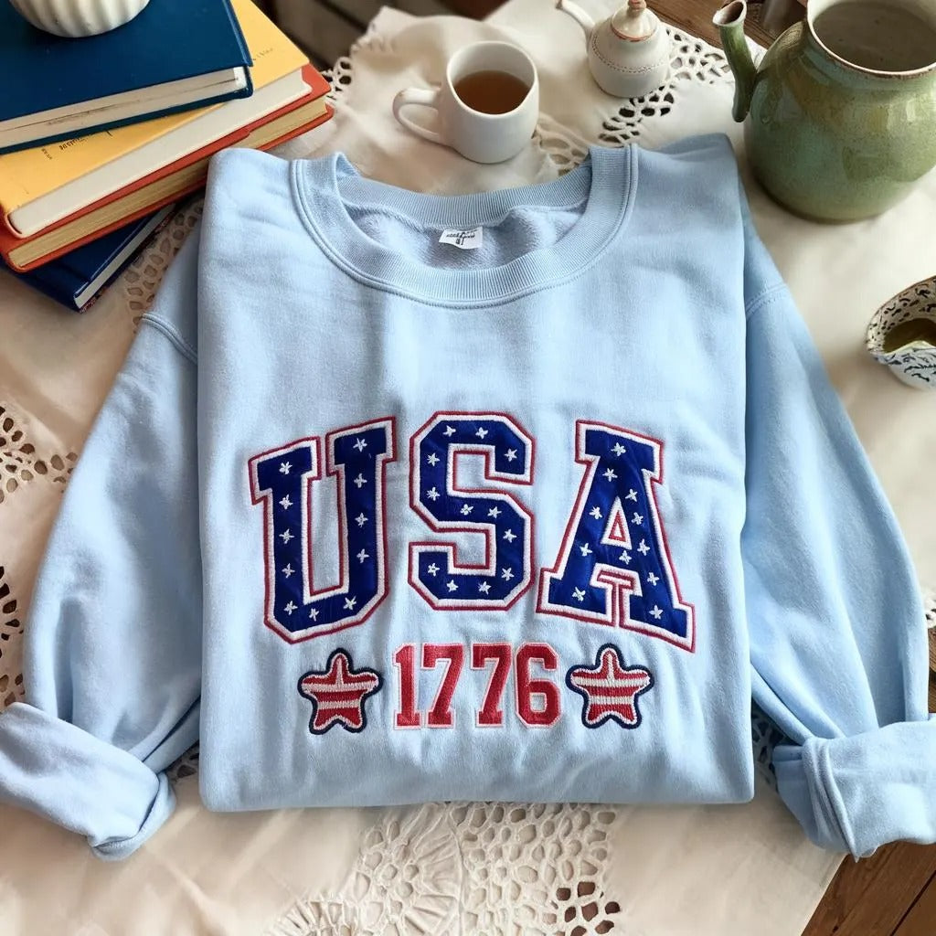 Floral USA Sweatshirt, Patriotic Women Sweatshirt, USA Est 1776 Sweatshirt, 4th Of July Sweatshirt, America Sweatshirt, Flower USA Sweater (Copy) (Copy)