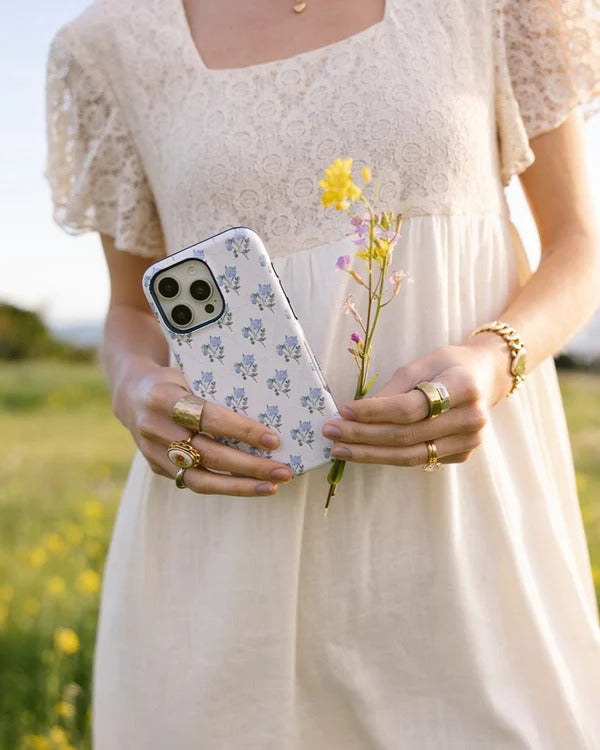 Casely iPhone Case | Vintage Garden | Blue Hydrangea Case | Vintage Blue Edition Case Compatible with MagSafe