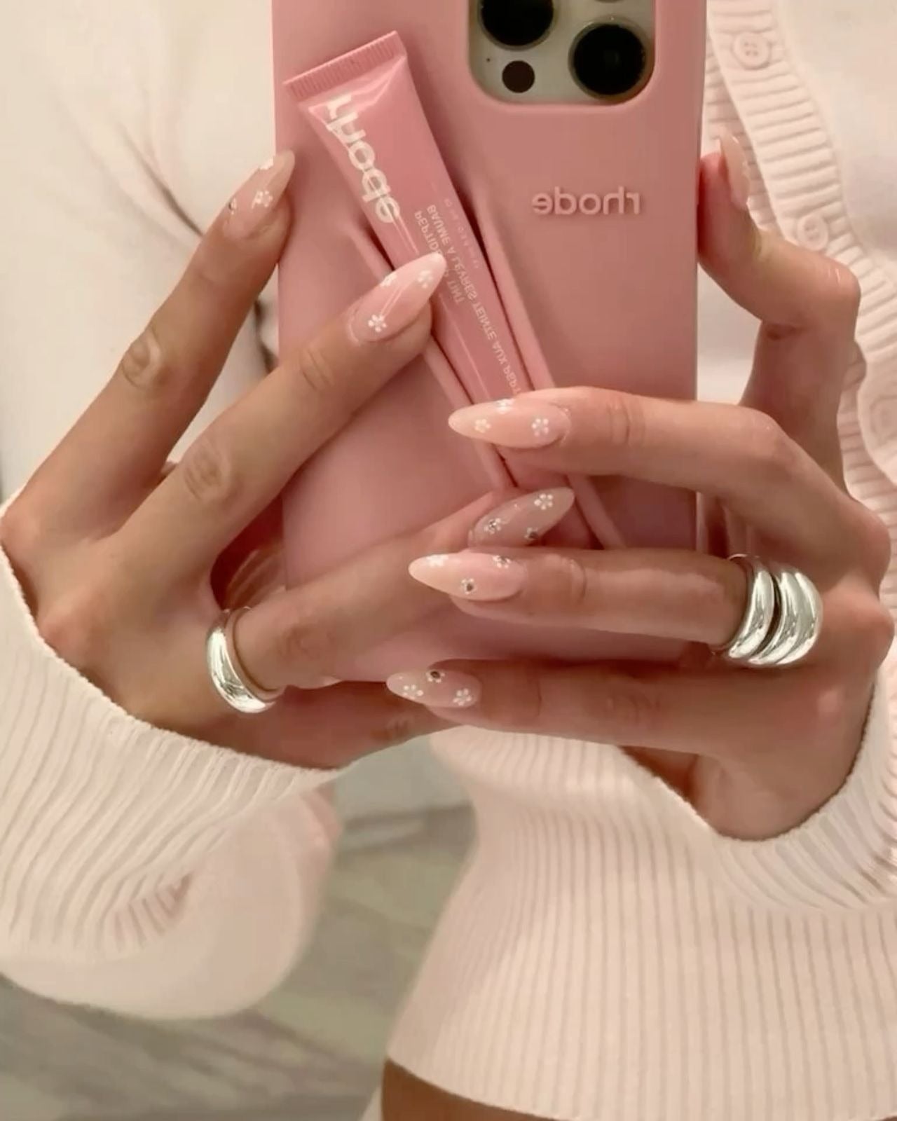 DIY Rhode Ribbon Soft Silicone Lipstick Phone Case For iPhone 16 15 14 13 12 11 Pro Max Plus Portable Lip Gloss Holder Ins Hot Cover