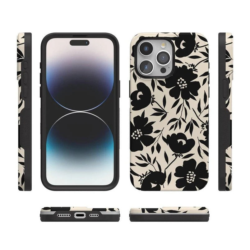 Casely iPhone Case | Dark Fantasy | Contrast Floral Case | Fantasy Bloom Cover Case Compatible with MagSafe
