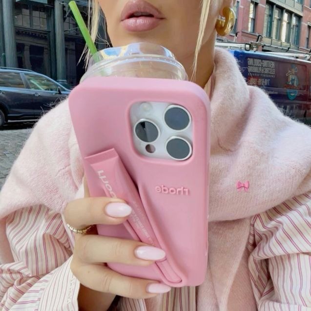 DIY Rhode Ribbon Soft Silicone Lipstick Phone Case For iPhone 16 15 14 13 12 11 Pro Max Plus Portable Lip Gloss Holder Ins Hot Cover