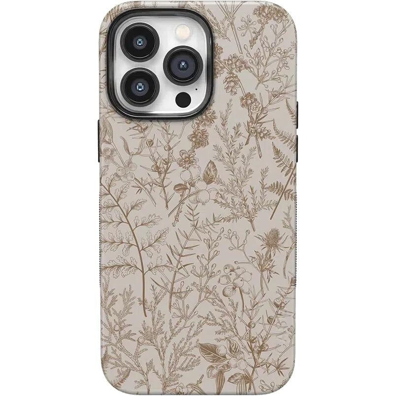 Casely iPhone Case | Beige Garden | Neutral Floral Case | Elegant Beige Cover Compatible with MagSafe