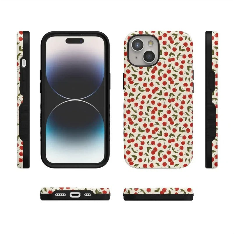 Casely iPhone Case | Cherry on Top | Red Cherries Case | Sleek Fruit Case Compatible with MagSafe