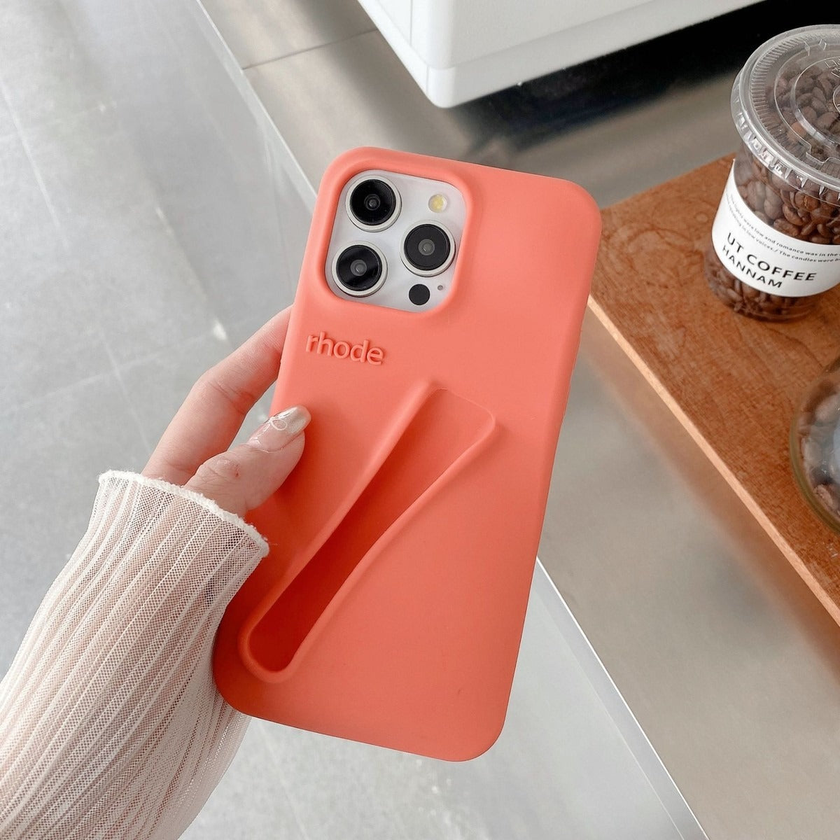 DIY Rhode Orange Soft Silicone Lipstick Phone Case For iPhone 16 15 14 13 12 11 Pro Max Plus Portable Lip Gloss Holder Ins Hot Cover