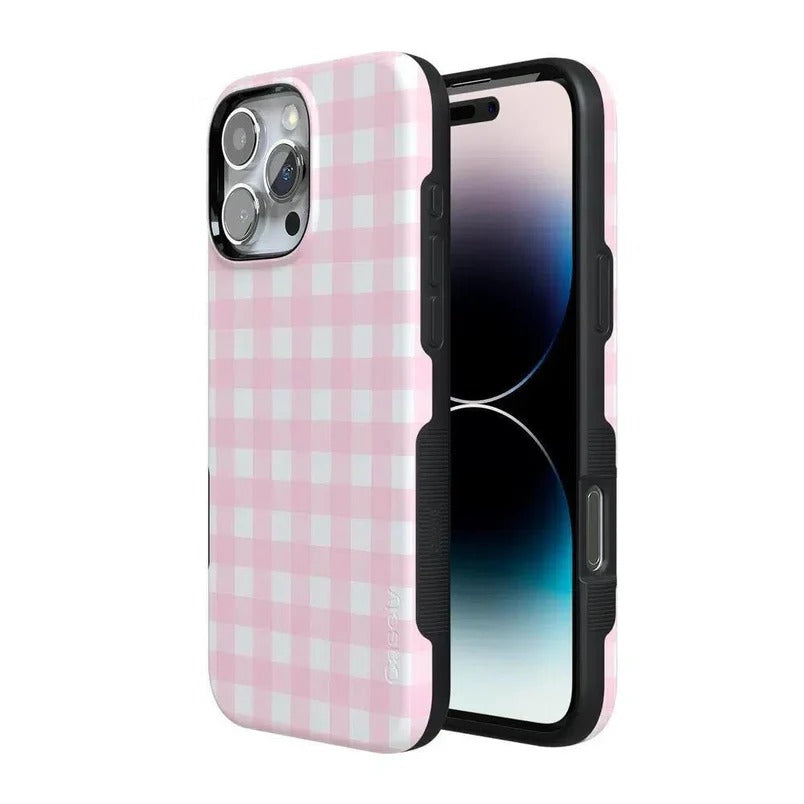Casely iPhone Case | Pink Plaid | Sunday Best Case | Soft & Sweet Sunday Best Case Compatible with MagSafe