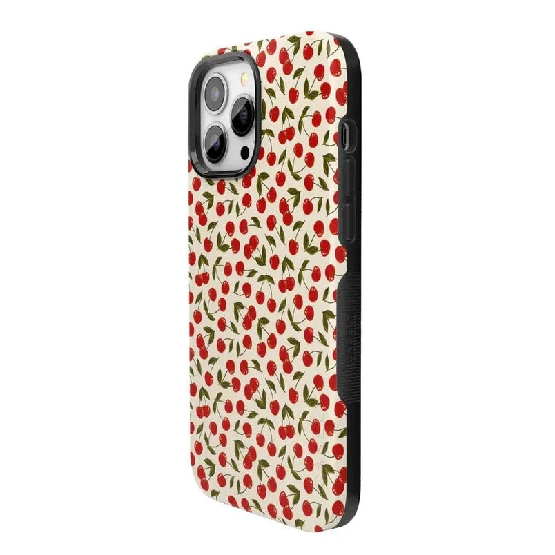 Casely iPhone Case | Cherry on Top | Red Cherries Case | Sleek Fruit Case Compatible with MagSafe