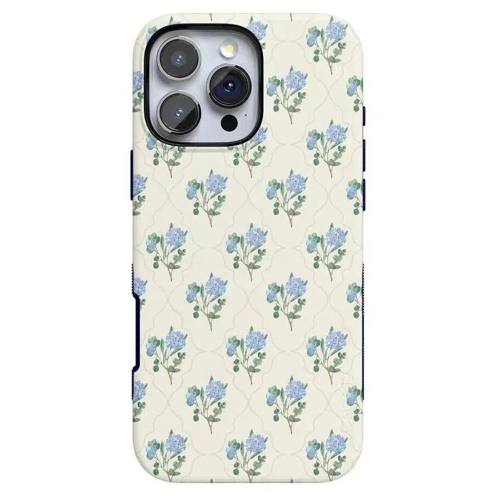 Casely iPhone Case | Vintage Garden | Blue Hydrangea Case | Vintage Blue Edition Case Compatible with MagSafe