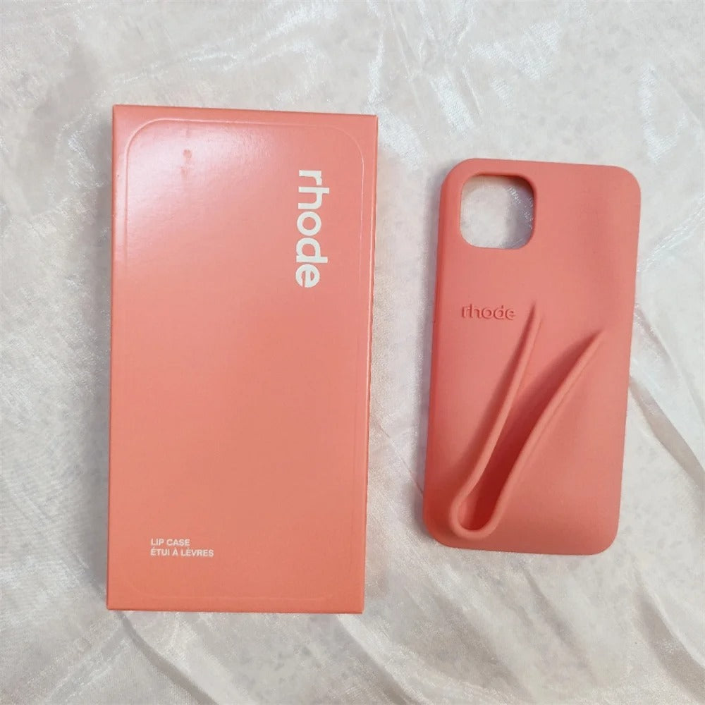 DIY Rhode Orange Soft Silicone Lipstick Phone Case For iPhone 16 15 14 13 12 11 Pro Max Plus Portable Lip Gloss Holder Ins Hot Cover
