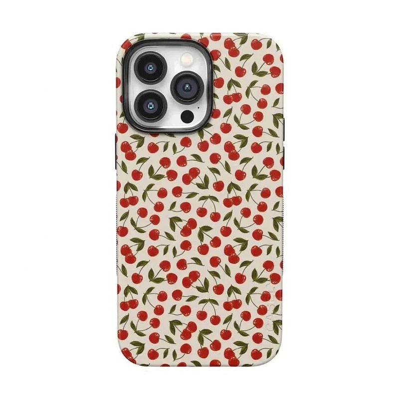 Casely iPhone Case | Cherry on Top | Red Cherries Case | Sleek Fruit Case Compatible with MagSafe