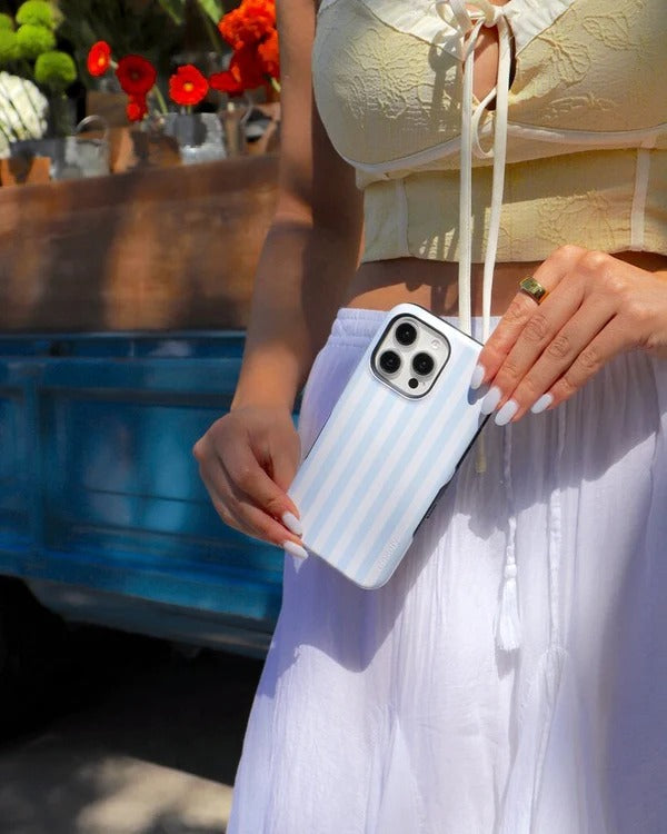 Casely iPhone Case | Blue Stripes | Sunday Best Case | Soft & Sweet Sunday Best Case Compatible with MagSafe