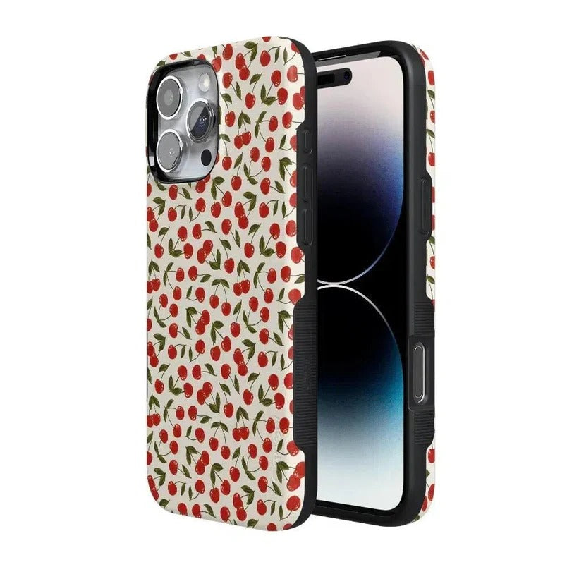 Casely iPhone Case | Cherry on Top | Red Cherries Case | Sleek Fruit Case Compatible with MagSafe