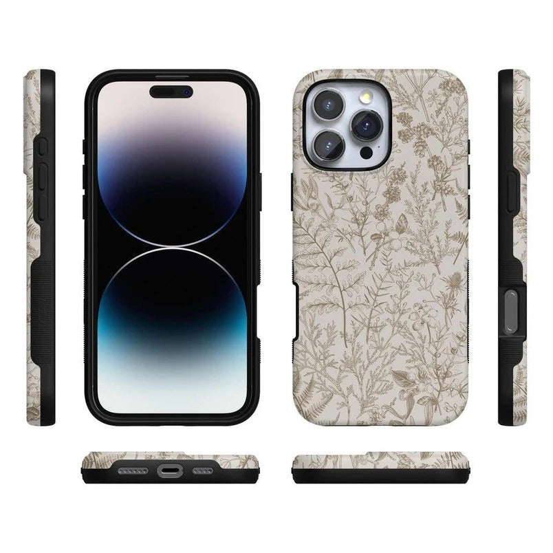 Casely iPhone Case | Beige Garden | Neutral Floral Case | Elegant Beige Cover Compatible with MagSafe
